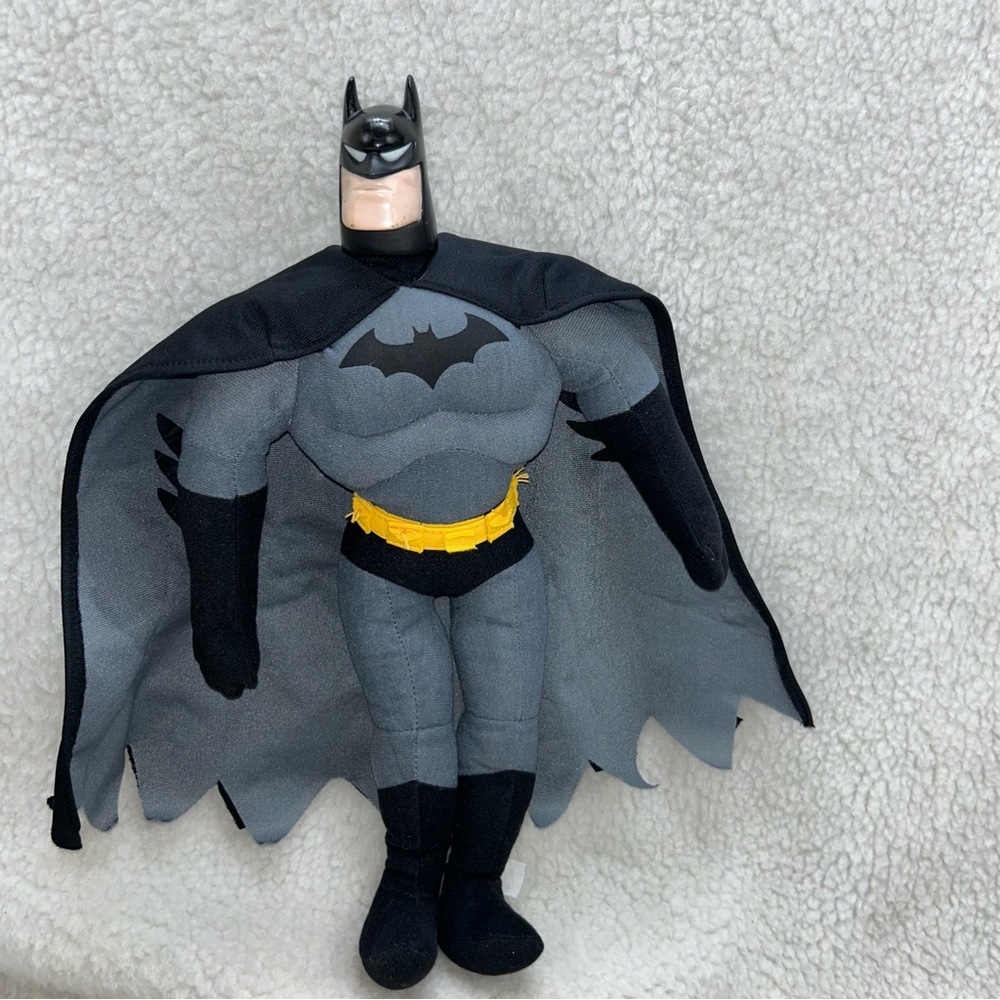 Batman plush doll 17" Justice League plush body plastic head READ
